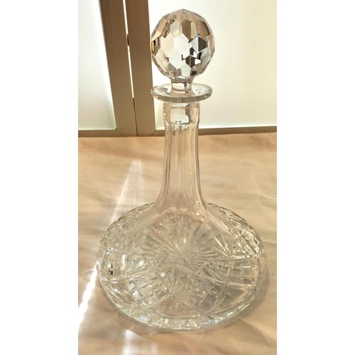 16 - Royal Doulton Lead Crystal Ships Decanter. 26cm High, Base Diameter 20cm.