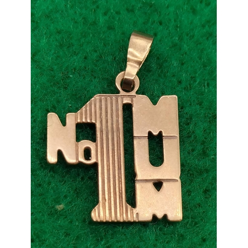 160C - 9ct Gold 'No1 Mum' Pendant.