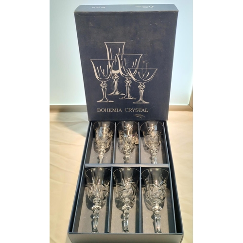 172 - Bohemia Crystal Wine Glasses (6) - Boxed.