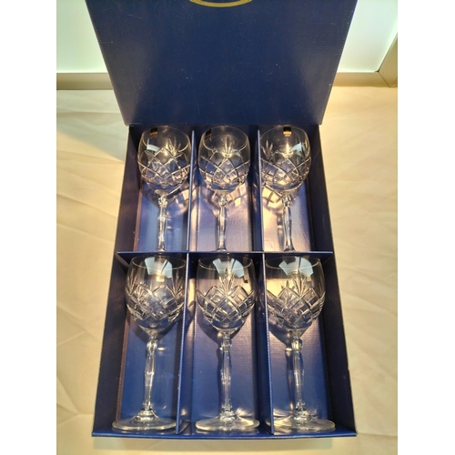 173 - Gleneagles Crystal Wine Glasses (6) - Boxed.