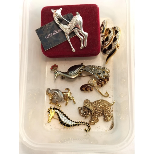 175A - Collection of Animal Brooches including Elephant, Peacock, Snake, etc.