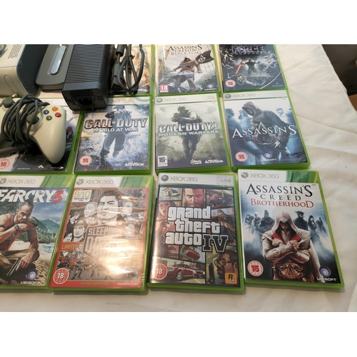 179 - X-Box 360 Console with Controller and Assortment of Games.