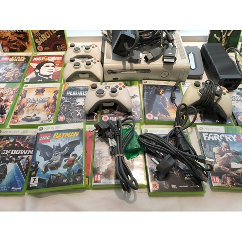 179 - X-Box 360 Console with Controller and Assortment of Games.