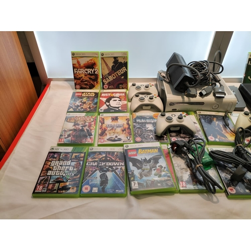 179 - X-Box 360 Console with Controller and Assortment of Games.