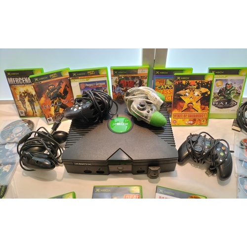 196 - Original X-Box Console, Controllers and Assortment of Games.