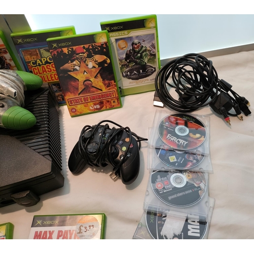 196 - Original X-Box Console, Controllers and Assortment of Games.