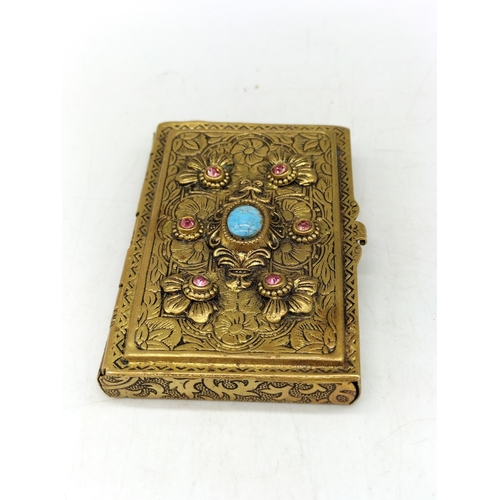 203 - Brass with Turquoise Stone Card Case.