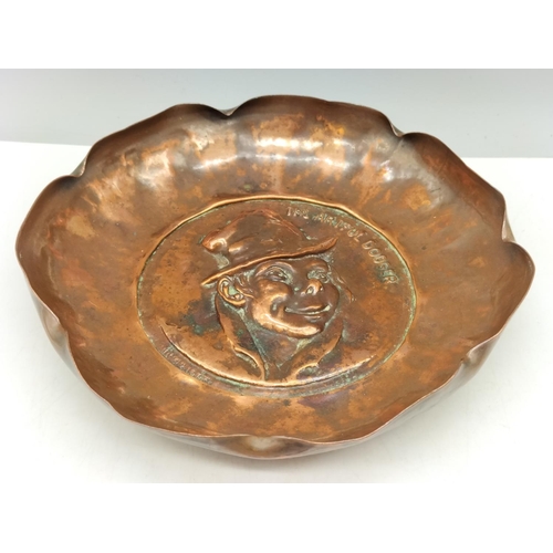 205 - Copper Dish depicting 'The Artful Dodger'. 1907 -1910. 14cm Diameter.