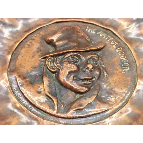 205 - Copper Dish depicting 'The Artful Dodger'. 1907 -1910. 14cm Diameter.