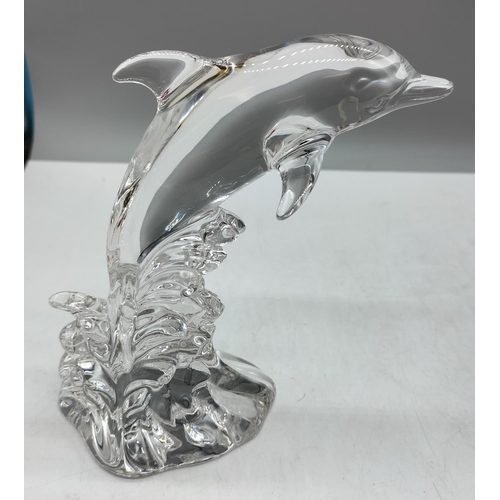 224 - Princess House 24% Lead Crystal 'Wonders of the Wild' Dolphin Figure. 14cm High, 14cm x 6cm.