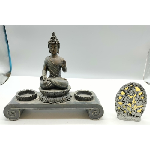 261 - Hindu Goddess 20cm Tea Light Holder plus One Other.