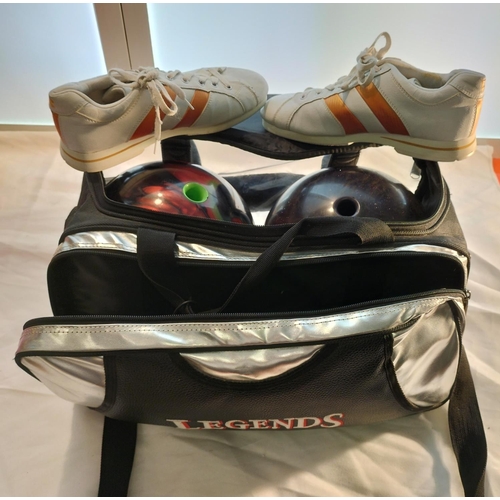 276 - Bag containing Bowling Balls plus Brunswick Trainers, etc.