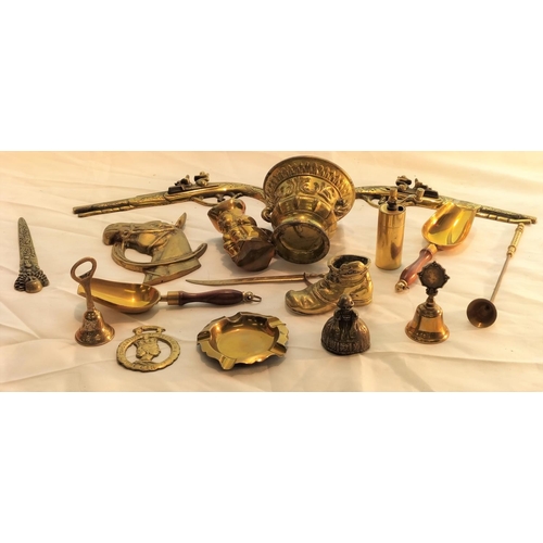 279 - Collection of Brass Items to include Pepper Grinder, Flat Back Pistols, Letter Opener, etc.