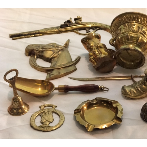 279 - Collection of Brass Items to include Pepper Grinder, Flat Back Pistols, Letter Opener, etc.