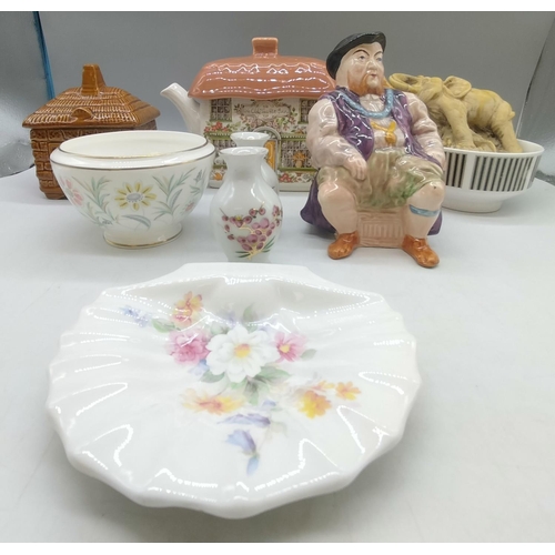 305 - Collection of Ceramics including Melba Ware Henry VIII Toby Jug, Minton 'Vanessa' Bowl, Elephant Fig... 