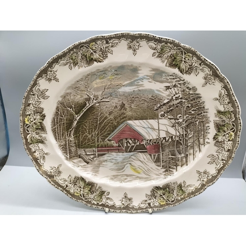 310 - Johnson Brothers Platters (2) in the 'Friendly Village' Pattern. Largest being 38cm x 32cm.