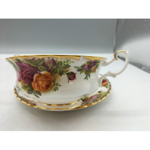 363 - Royal Albert Twin Handled Soup Coupes and Saucers (4) in the 'Old Country Roses' Pattern. 1 Coupe Ch... 