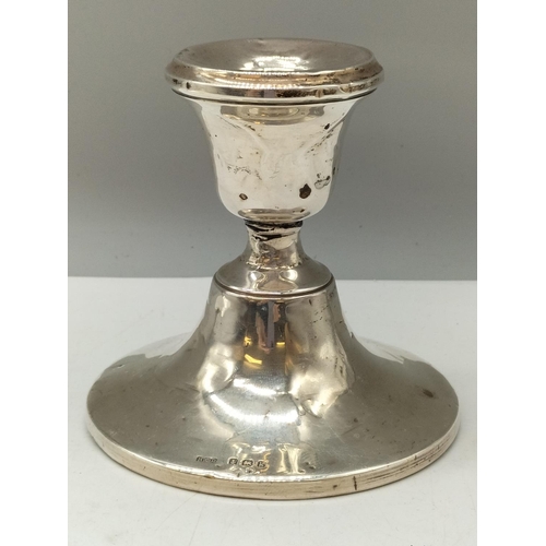 39 - Silver Hallmarked 10cm Candlestick. Dented.