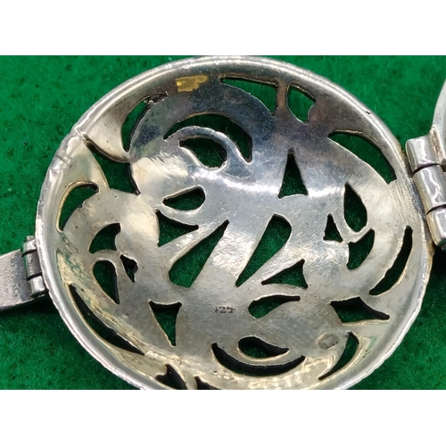 41 - 925 Silver Cocktail Watch with Marcasite Stone. 3.5cm Diameter. Boxed.