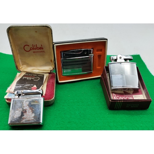 43 - Boxed Vintage Lighters (3) - Ronson, Calibri plus One Other.