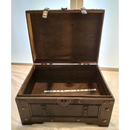 5 - Wooden Travel Trunk Style Box. 22cm High, 40cm x 30cm.