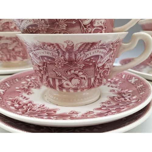 69 - Wedgwood 'United States Military Academy' Pattern Cups and Saucers (6).