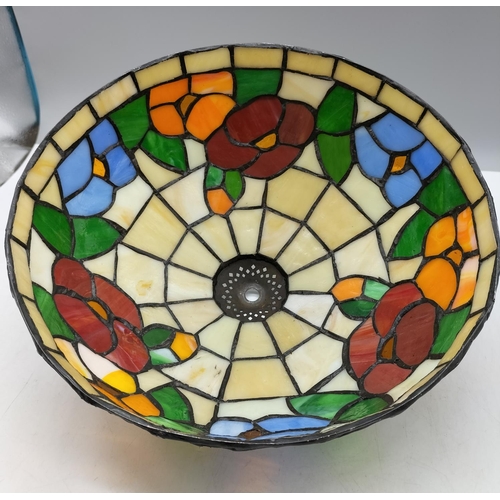 73 - Tiffany Style Coloured Glass Lamp Shade. 27cm Diameter.