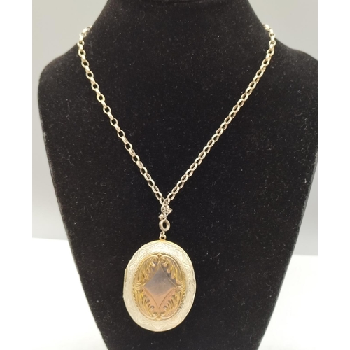 83 - 925 Silver Necklace with White Metal Locket.