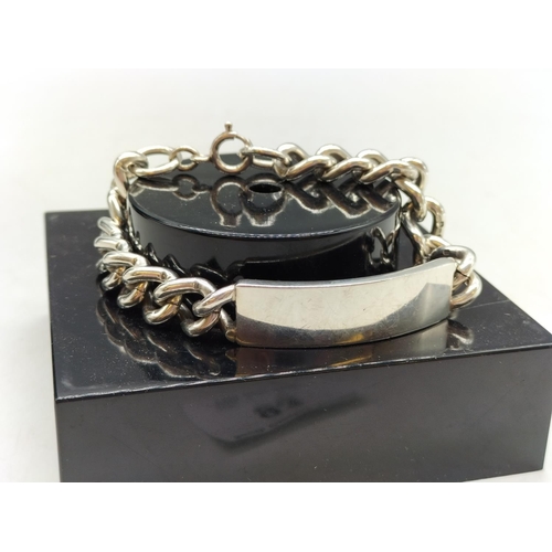 93 - Silver Hallmarked Men's ID Bracelet. 58.67 Grams.