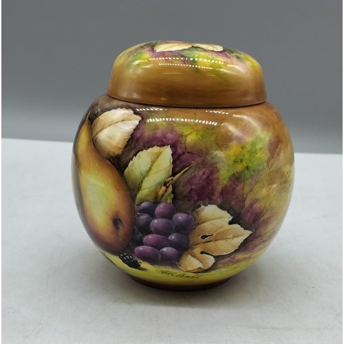 111 - Francesca China Hand Painted 13cm Ginger Jar. Signed F.R.Ball.