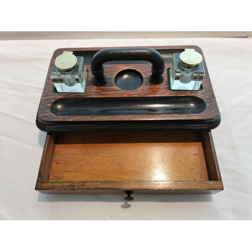 118 - Victorian Oak Desk Set.