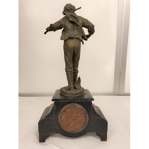 127A - Spelter Signed Figurine Clock (Battery Clock). 54cm High.