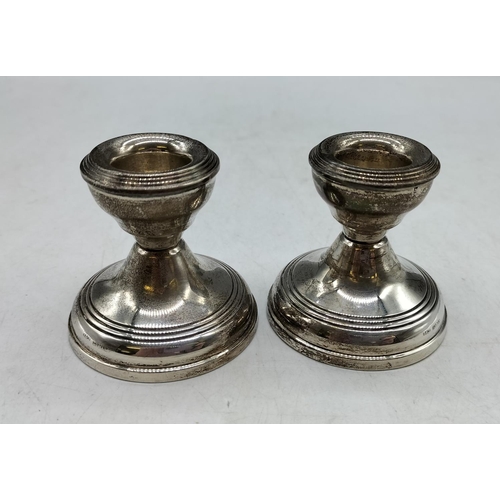 190A - Silver Hallmarked 6cm Weighted Candlesticks (2).