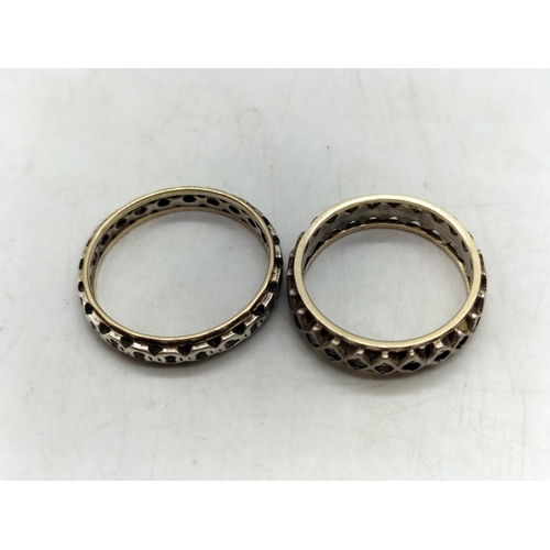 195A - 9ct Gold and Silver Eternity Rings (2). 4 Grams.