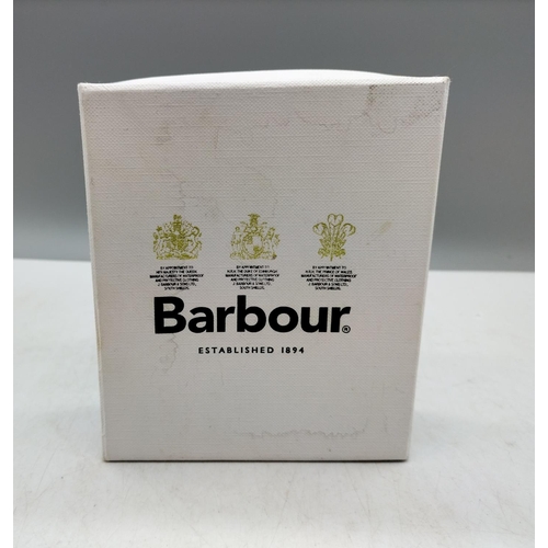 229 - Barbour Stainless Steel Hip Flask in Leather Look Press Stud Case - Boxed.