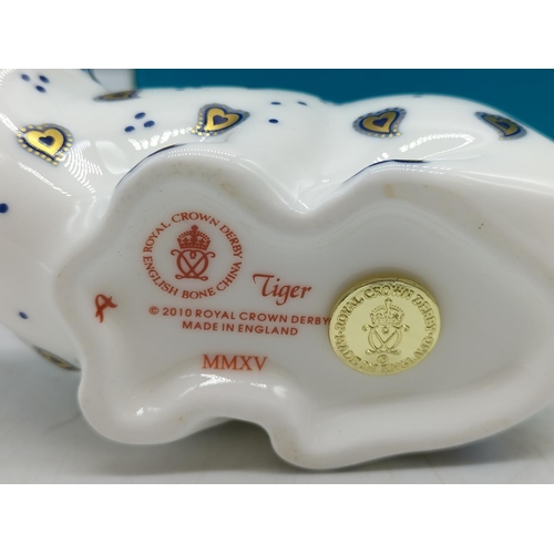 100A - 2 x Royal Crown Derby Chinese New Year Paperweights 'Ox' (date marks for 2014) and 'Tiger' (date mar... 