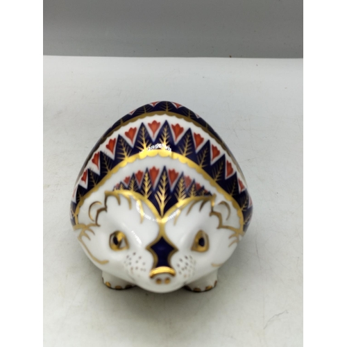 110A - Royal Crown Derby Paperweight 'Hedgehog' with Gold Stopper.