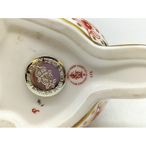 120A - Royal Crown Derby Paperweight 'Beaver' with Date Code for 1996, Gold Stopper, Red Royal Crown Derby ... 