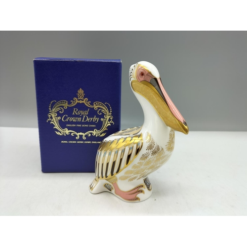 125A - Royal Crown Derby Paperweight 'White Pelican' 13cm High, Number 2,020 of an Exclusive Limited Editio... 