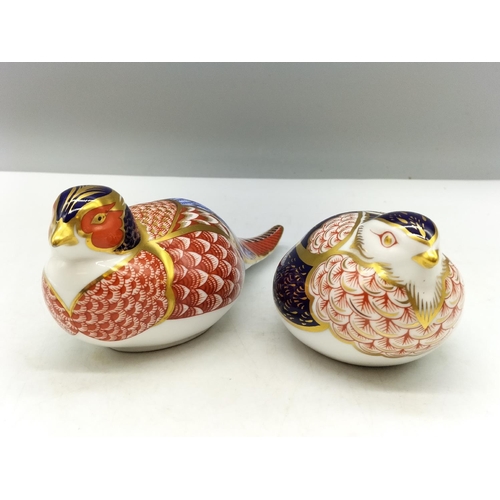 140A - 2 x Royal Crown Derby Paperweights 'Quail' (One of the Original Six Paperweights First Introduced at... 