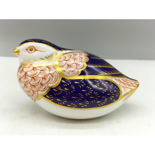 140A - 2 x Royal Crown Derby Paperweights 'Quail' (One of the Original Six Paperweights First Introduced at... 