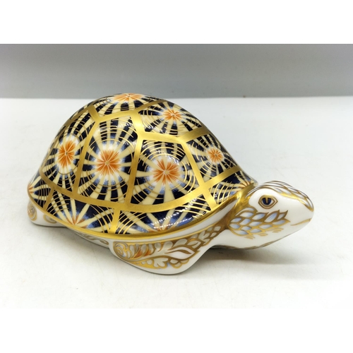 145A - Royal Crown Derby Paperweight 'Indian Star Tortoise' with Gold Stopper. Boxed.