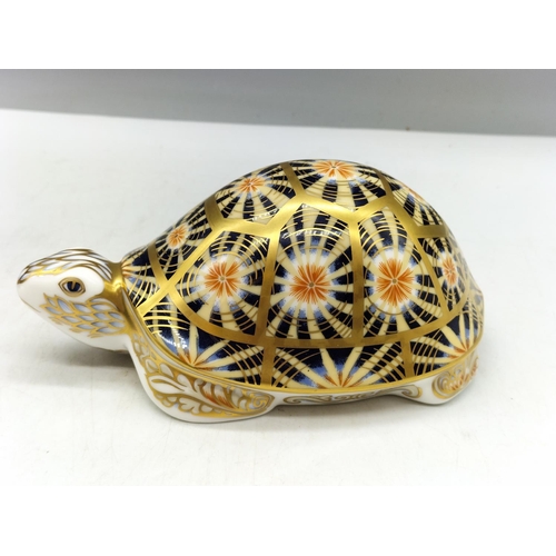 145A - Royal Crown Derby Paperweight 'Indian Star Tortoise' with Gold Stopper. Boxed.