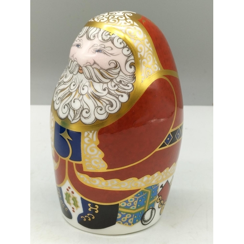 95A - Royal Crown Derby paperweight, 'Santa Claus' in the Form of a Russian Doll, 10cm high, Red Robe with... 