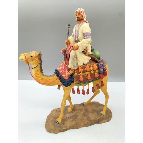 392 - Camel Riding Egyptian Sheik Resin Figures (2). Largest being 21cm x 27cm.