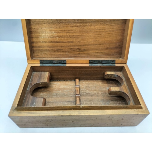 443 - Wooden Pipe Tobacco Box. 24cm x 13cm x 8cm.