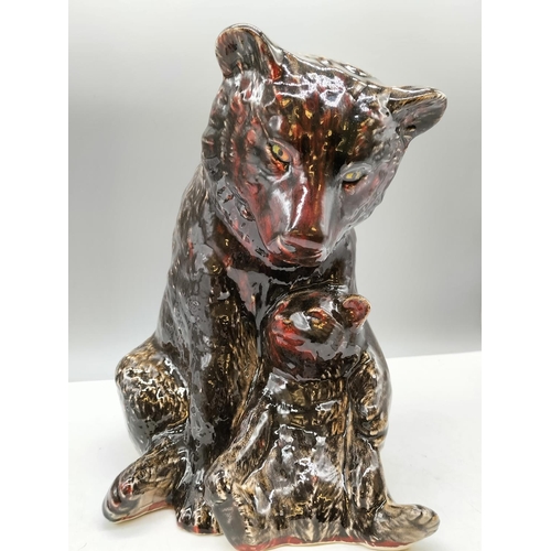 622 - Anita Harris Art Pottery Hand Painted Figure of Bear and Cub. 27cm High. Signed to Base.