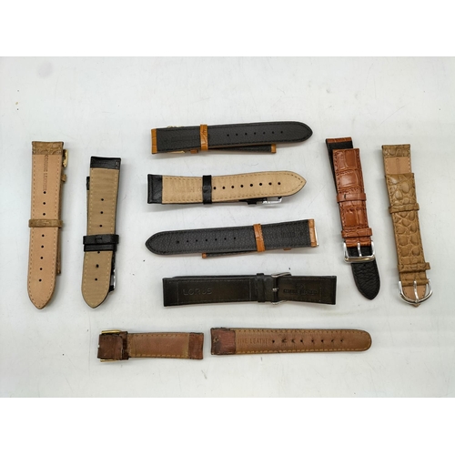 636 - Leather Watch Straps (9). Mostly New.