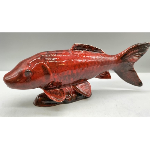 642 - Anita Harris Art Pottery Hand Painted Flambe Figure of a 'Koi Carp'. 13cm High, 34cm Long.