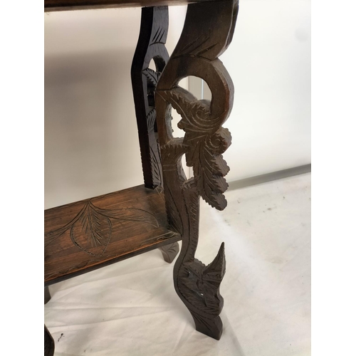 674 - Decorative Indian Carved Wooden Table. 51cm x 38cm x 64cm. This Lot is Collection Only.